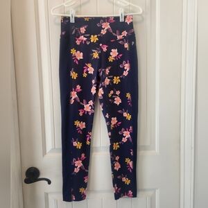 Victoria's Secret "PINK" Leggings, Navy With Floral Accent, Size Medium